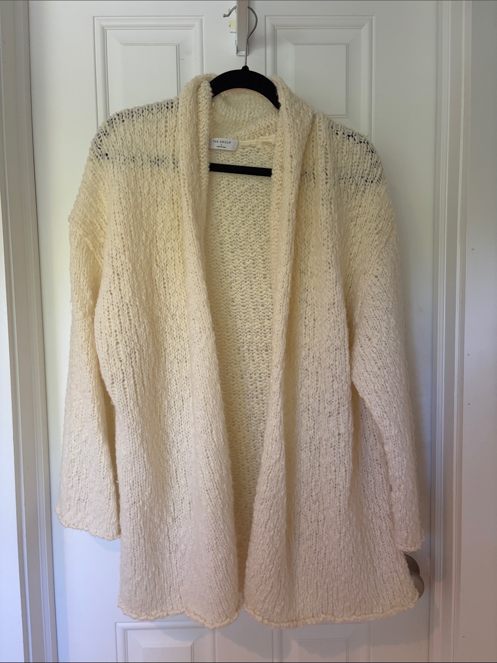 Aritzia Cream Open-Front Cozy Knit Cardigan
